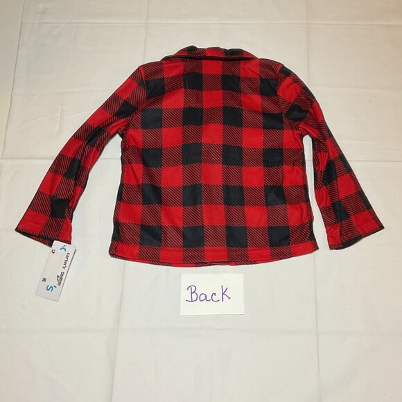 Carter's Boys Size 3T Holiday 2 Pc Black Red Buffalo Plaid Coat Style Pajama Set - Picture 4 of 5